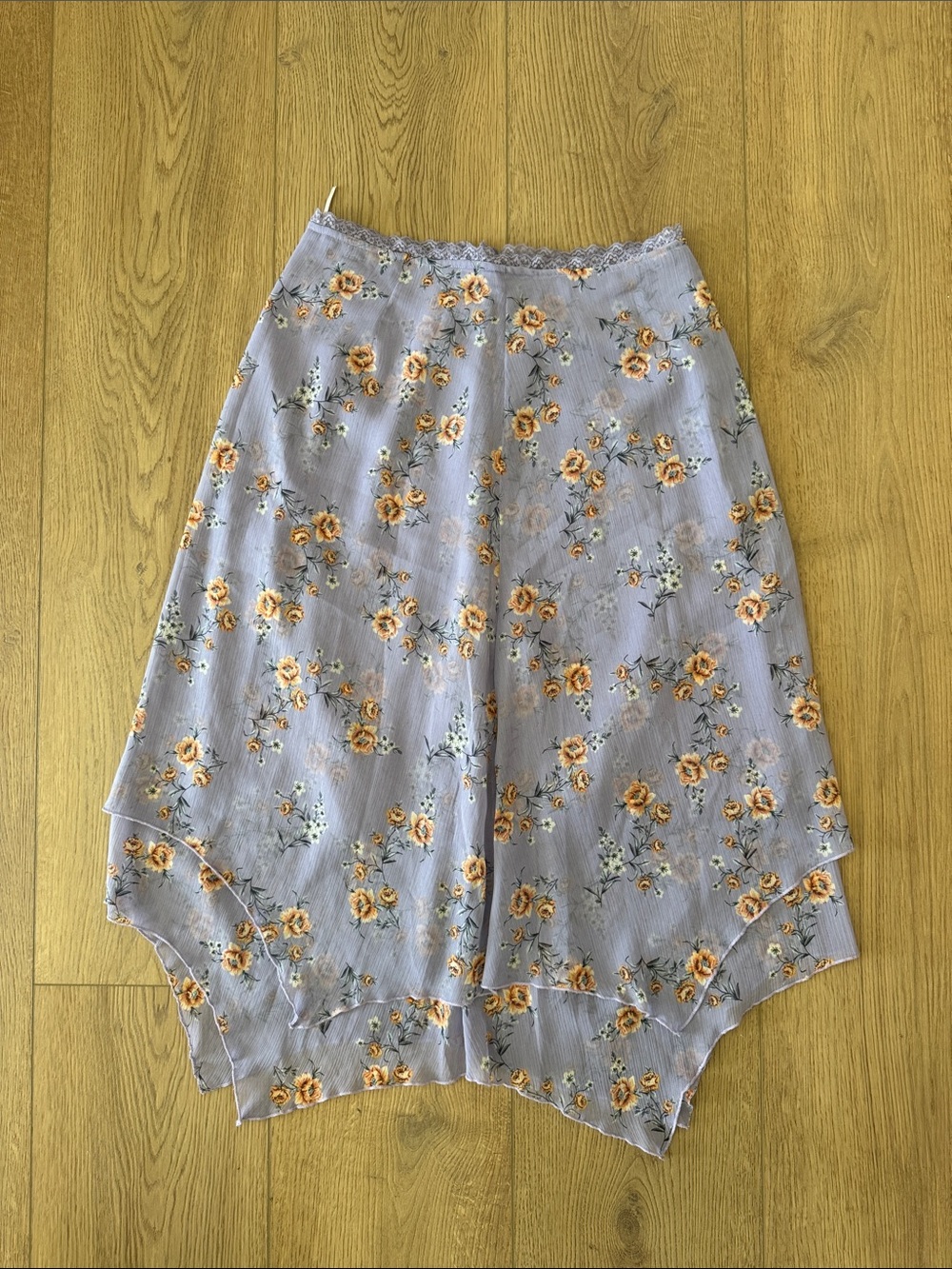 Free People Lavender Floral Asymmetrical Skirt